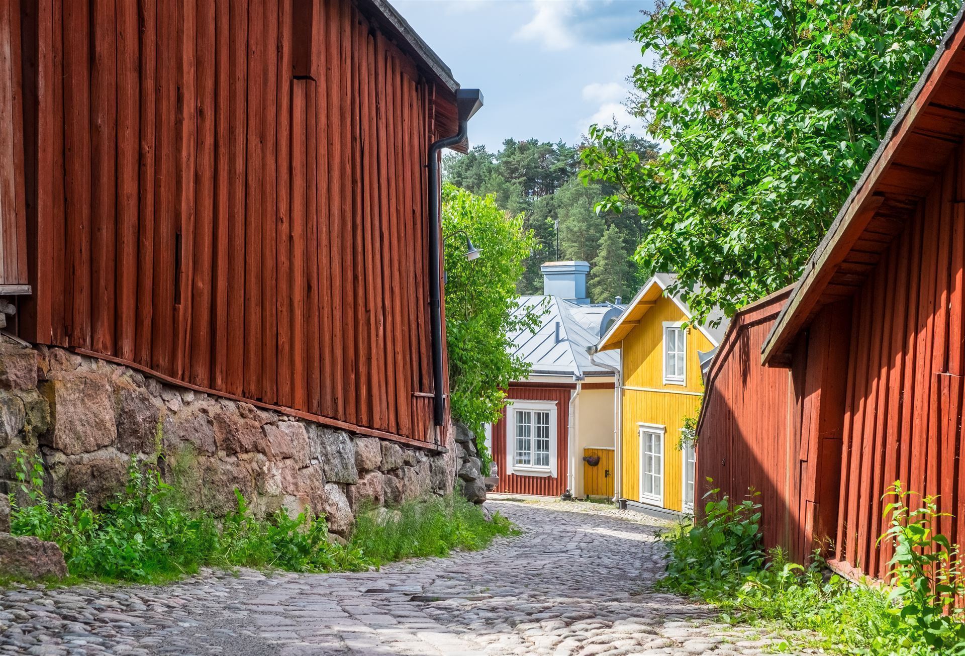 Typisch Straßenansicht in Porvoo, Finnland
