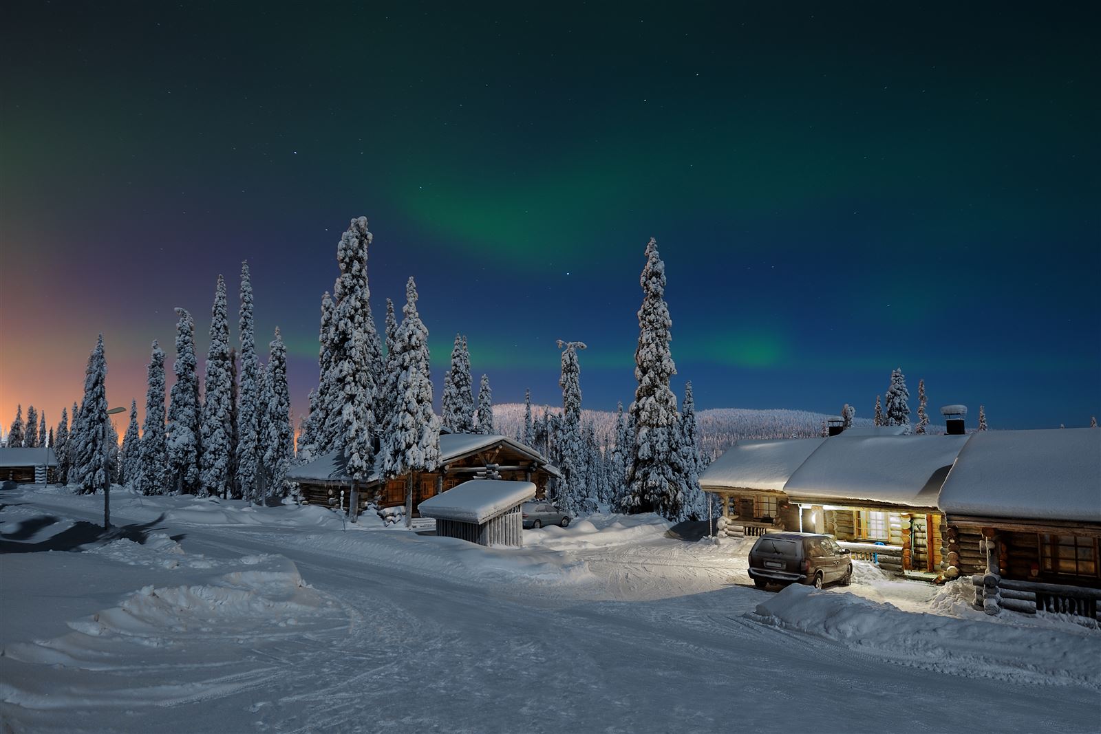 Polarlichter über Kuusamo, Finnland