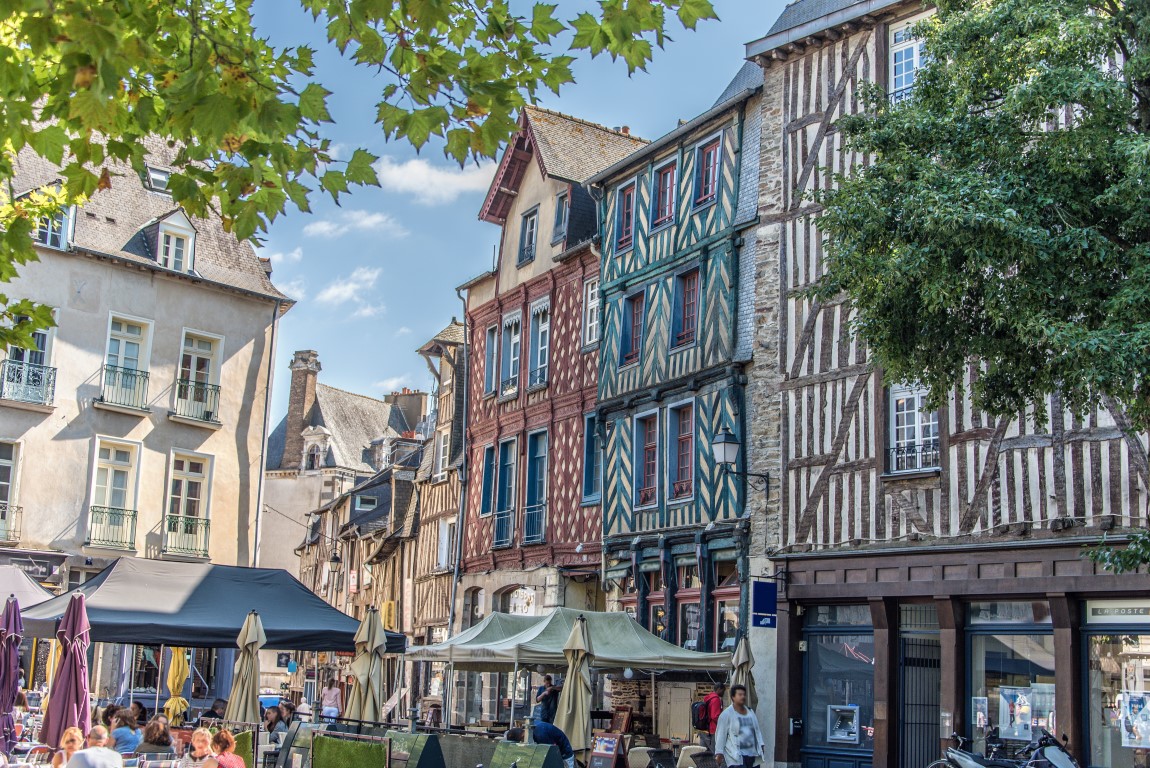 Holzfachwerkhäuser, Rennes, Bretagne, Frankreich