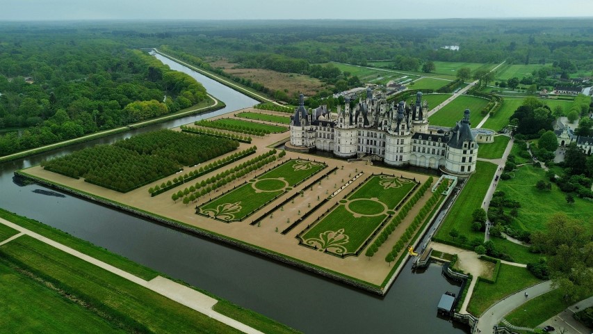 Drohnenfoto zwei Schloss Chambord Frankreich Europa