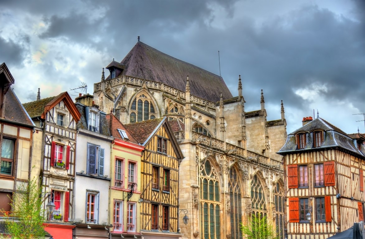Traditionelle Häuser in Troyes, Frankreich