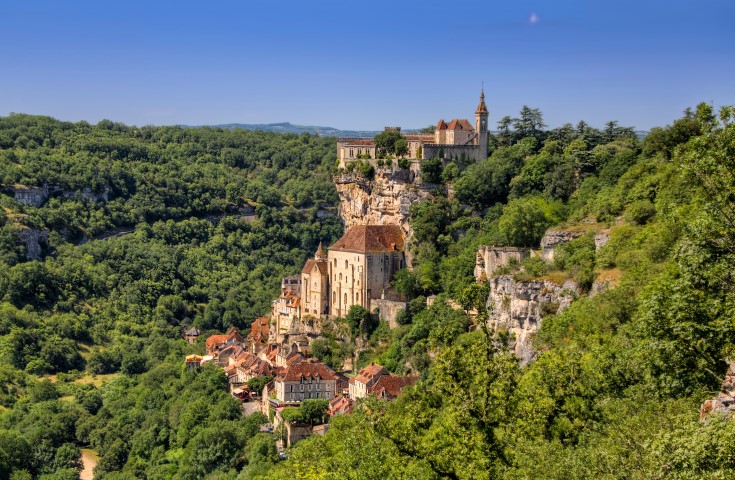 Blick auf Rocamadour, Frankreich