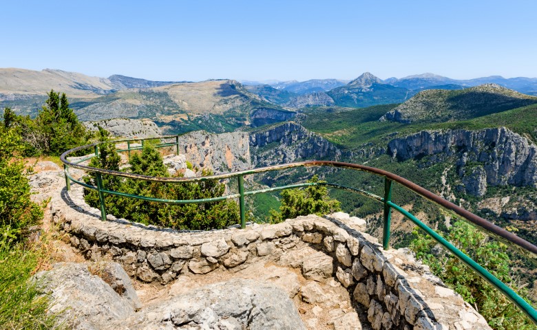 Aussichtspunkt auf die geologische Kalksteinformation der Verdonschlucht 