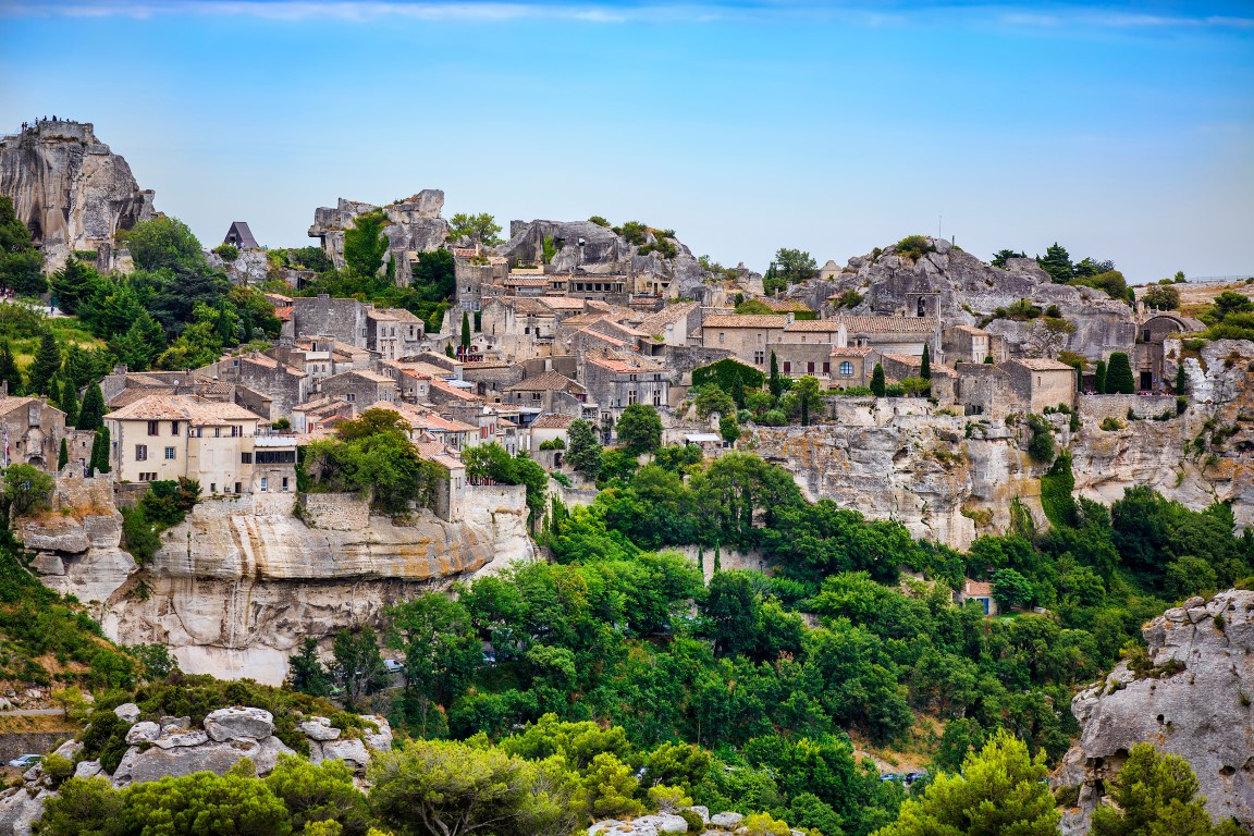 Blick auf Les Baux-de-Provence, Provence, Frankreich