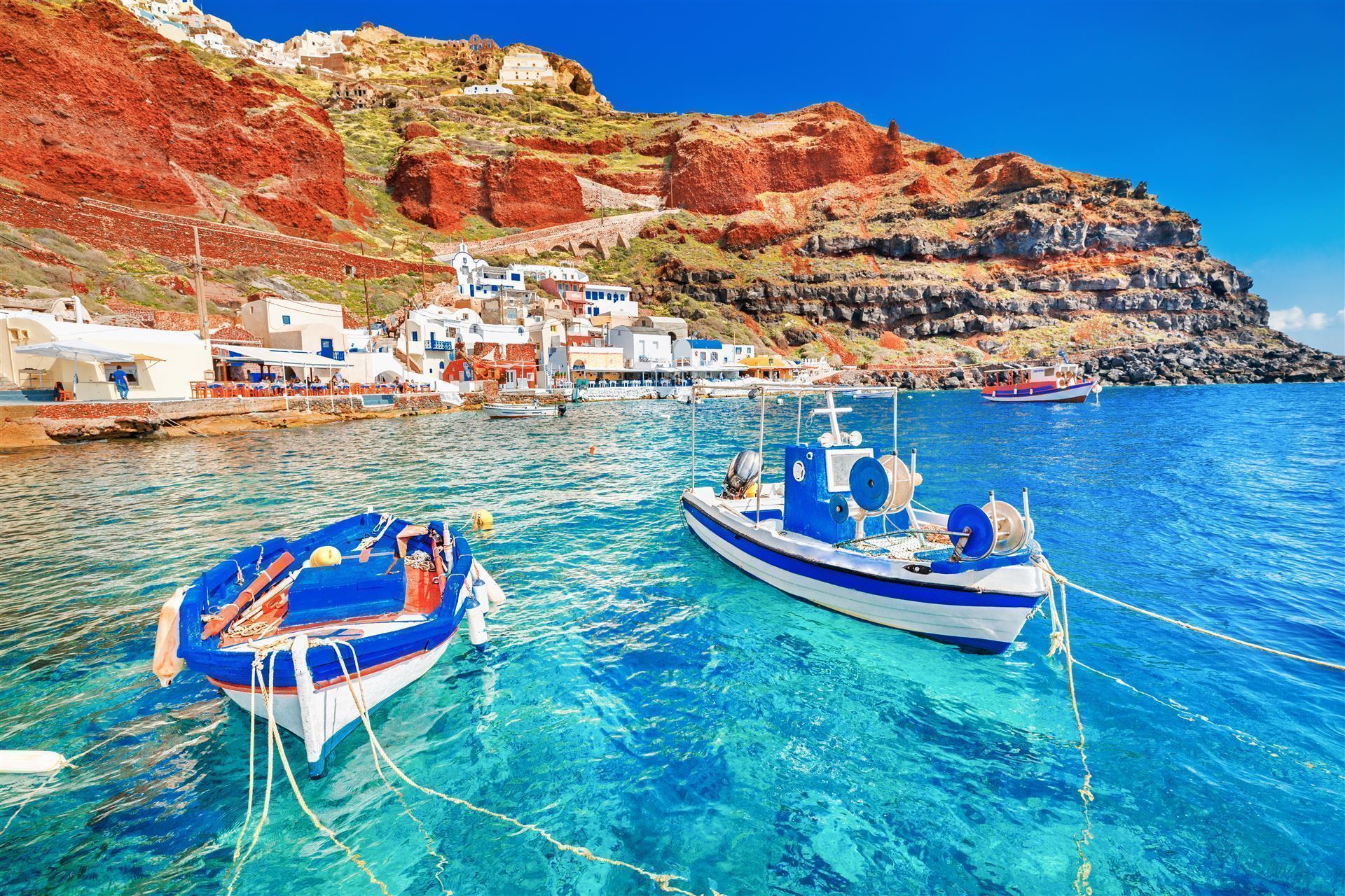 Kykladen Insel Santorin Bucht in Oia