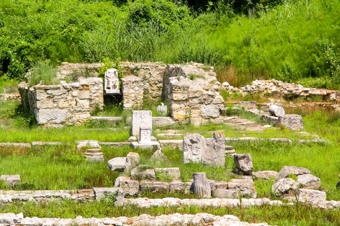 Antikes Griechenland Stadt Dion. Ruinen des Heiligtums des Zeus