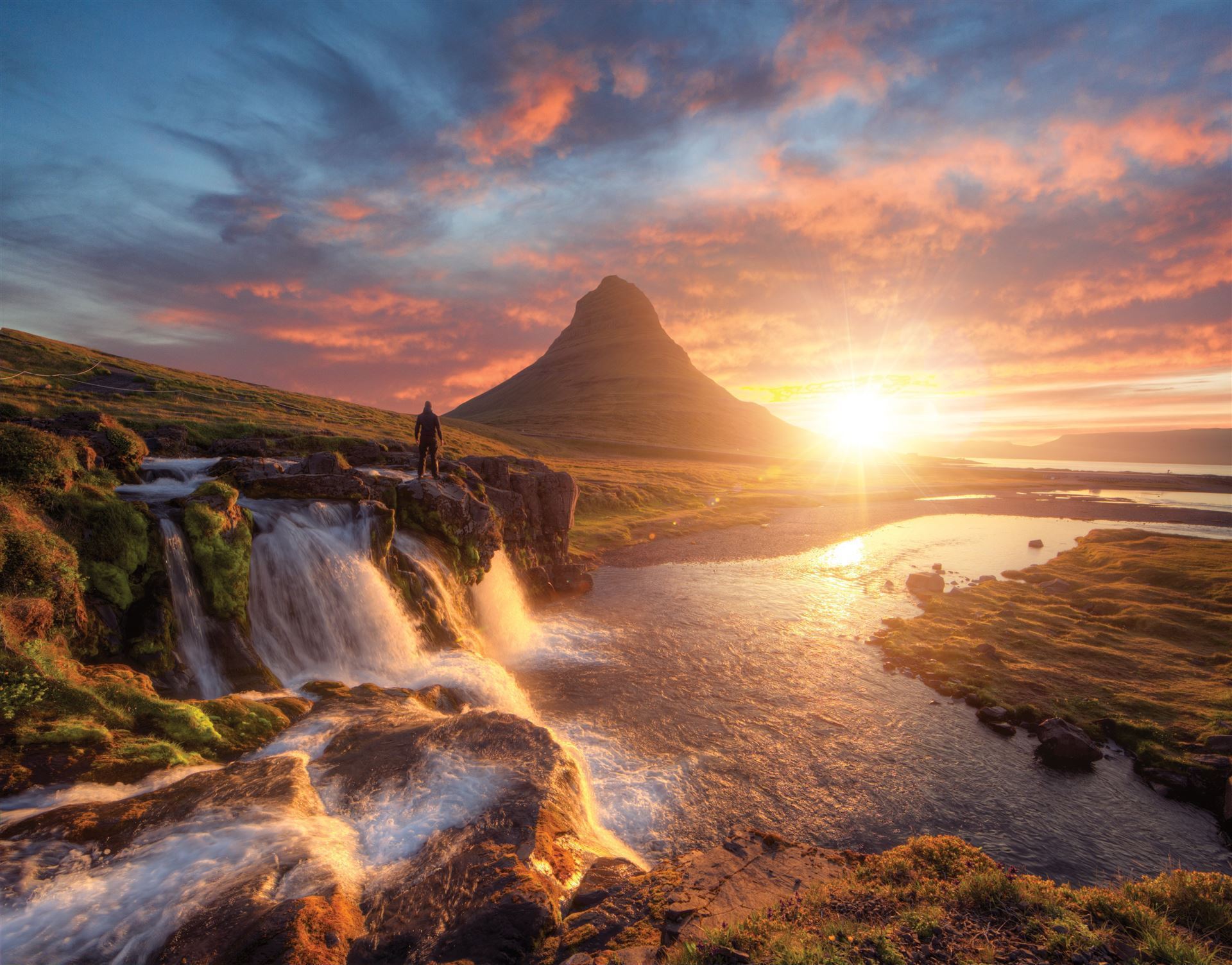 Kirkjufell im Sonnenuntergang