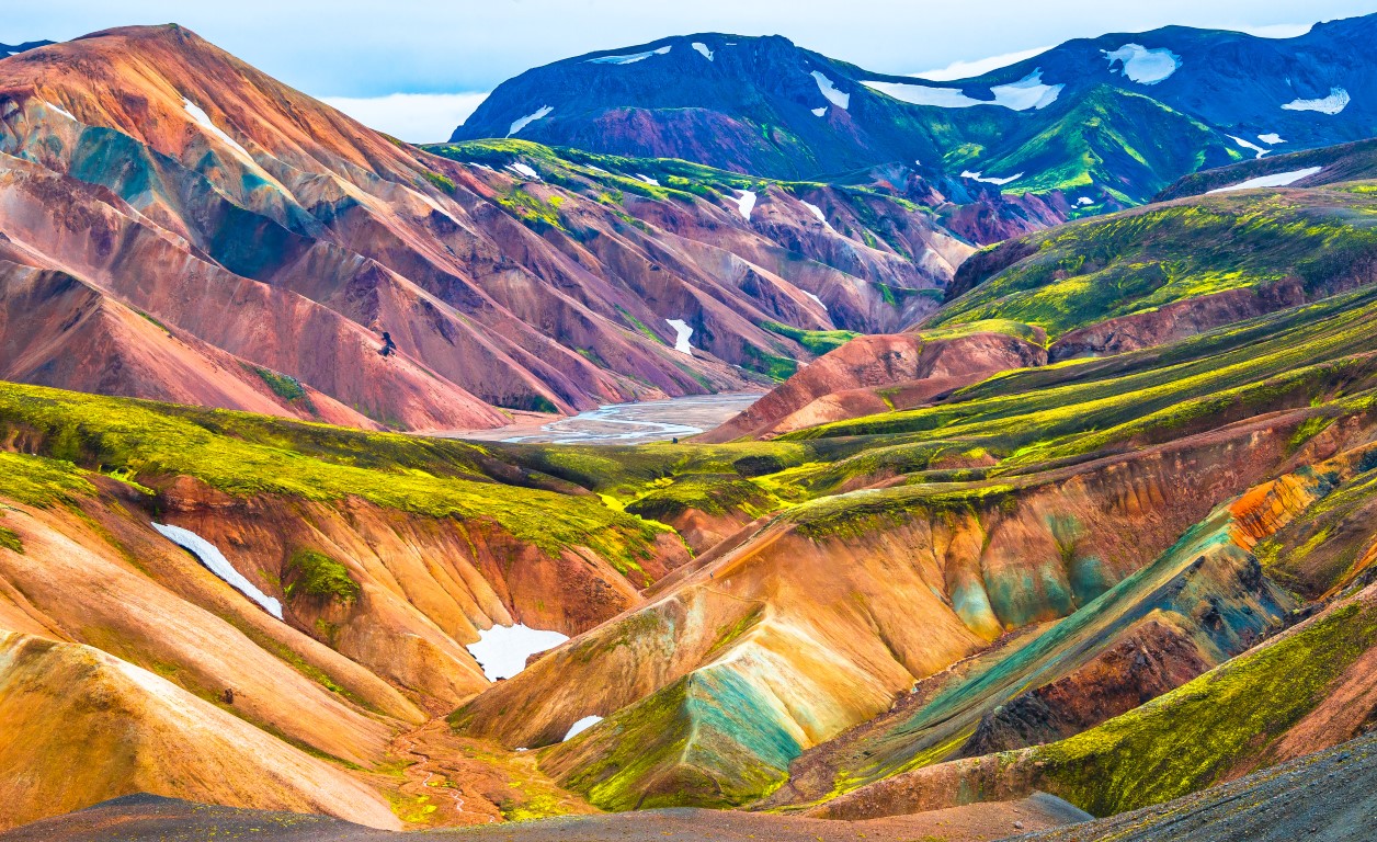 Schöne bunte vulkanische Berge Landmannalaugar in Island