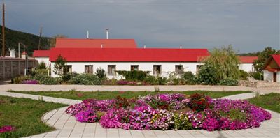 Blumenbeet. Heiliges Kloster Podgora in Zavolzhsky Ilyinsky, Region Samara