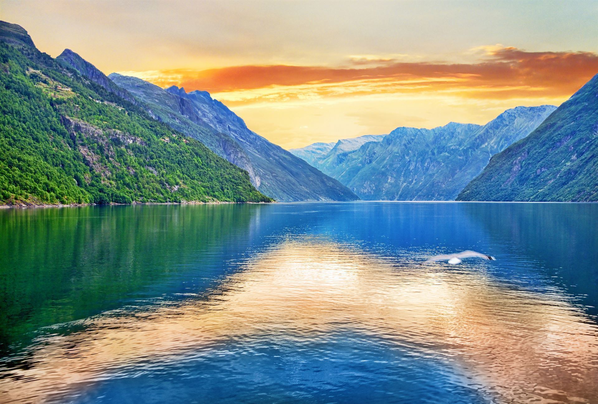 Geirangerfjord bei Sonnenuntergang