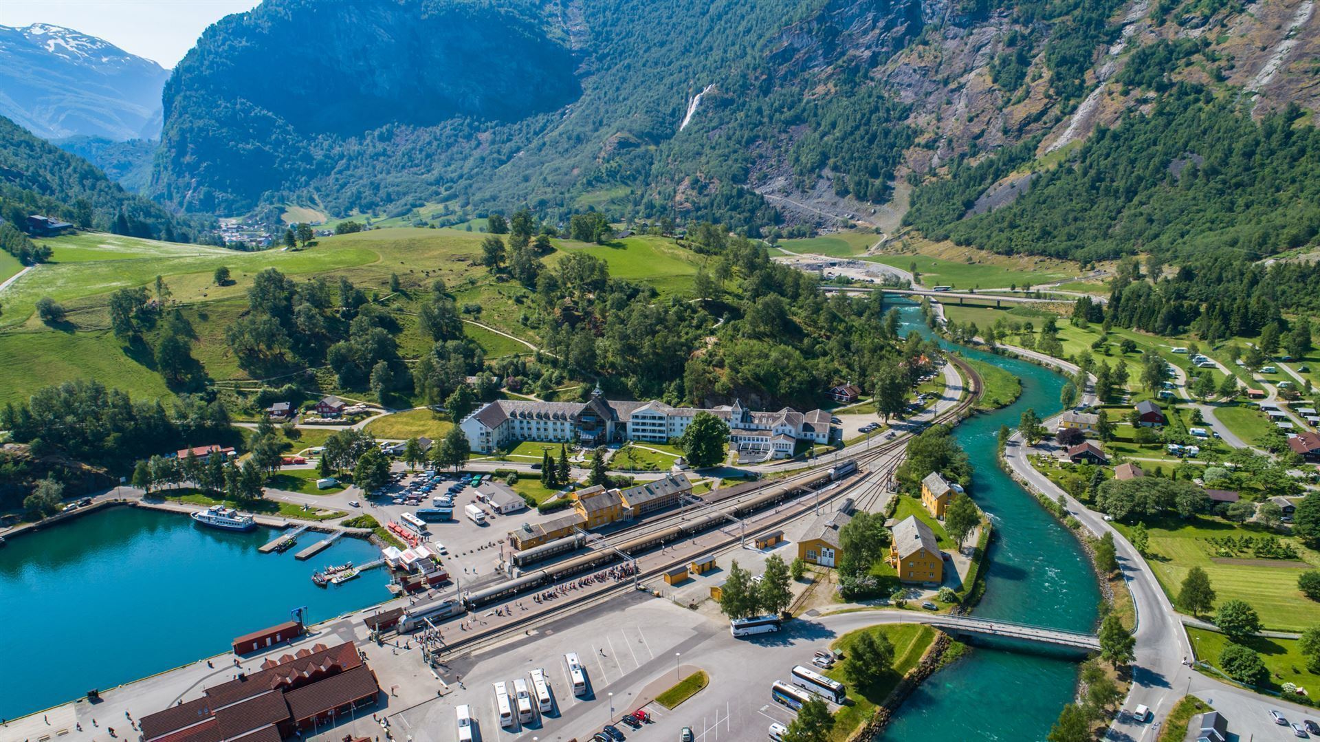 Luftaufnahme von Flam, Norwegen
