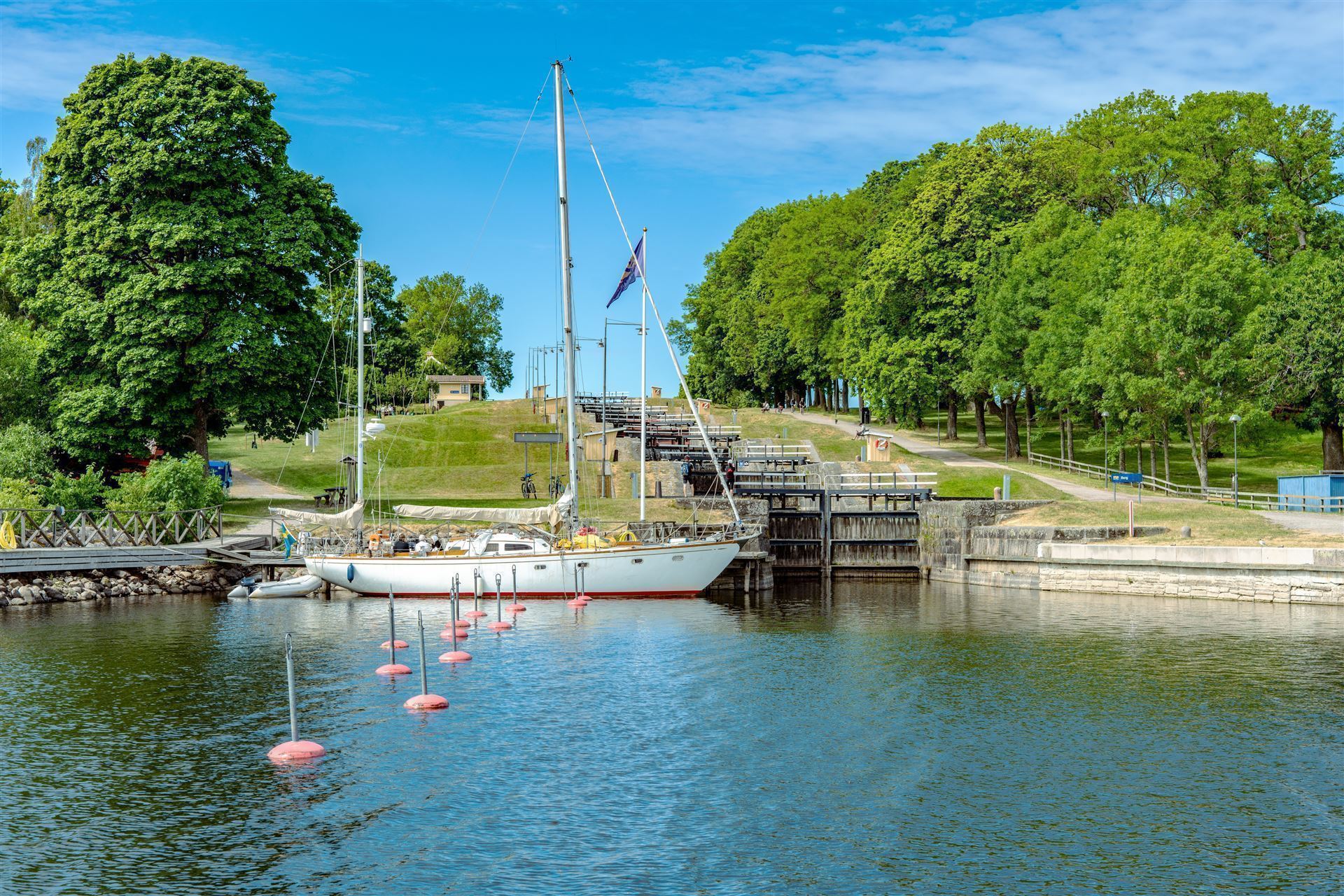Berühmte Schleusentreppe am Göta Kanal