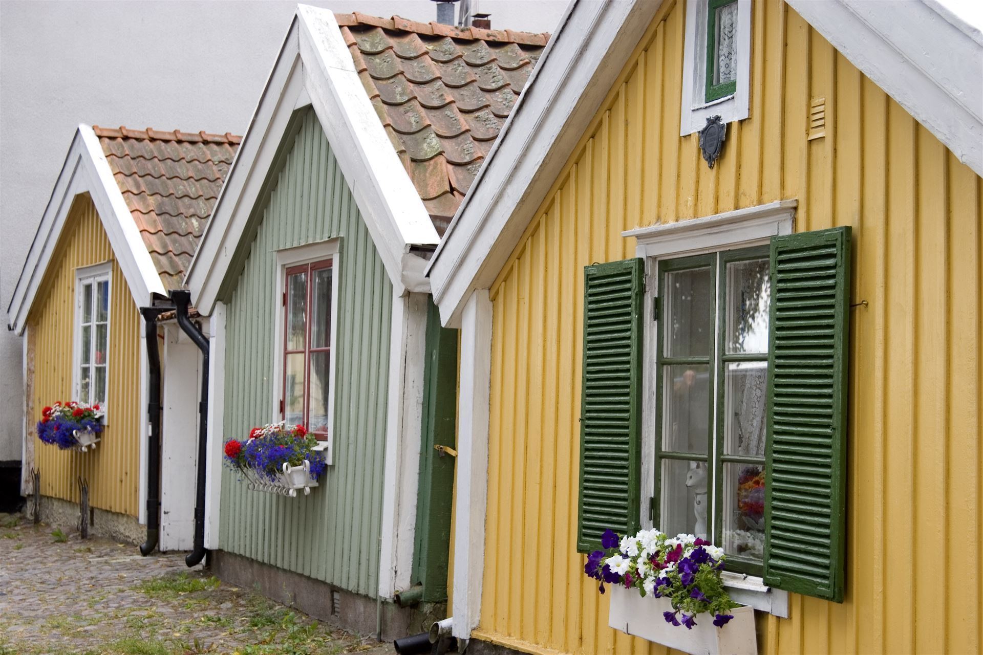 Typsiche kleine Hütten in Kalmar, Schweden