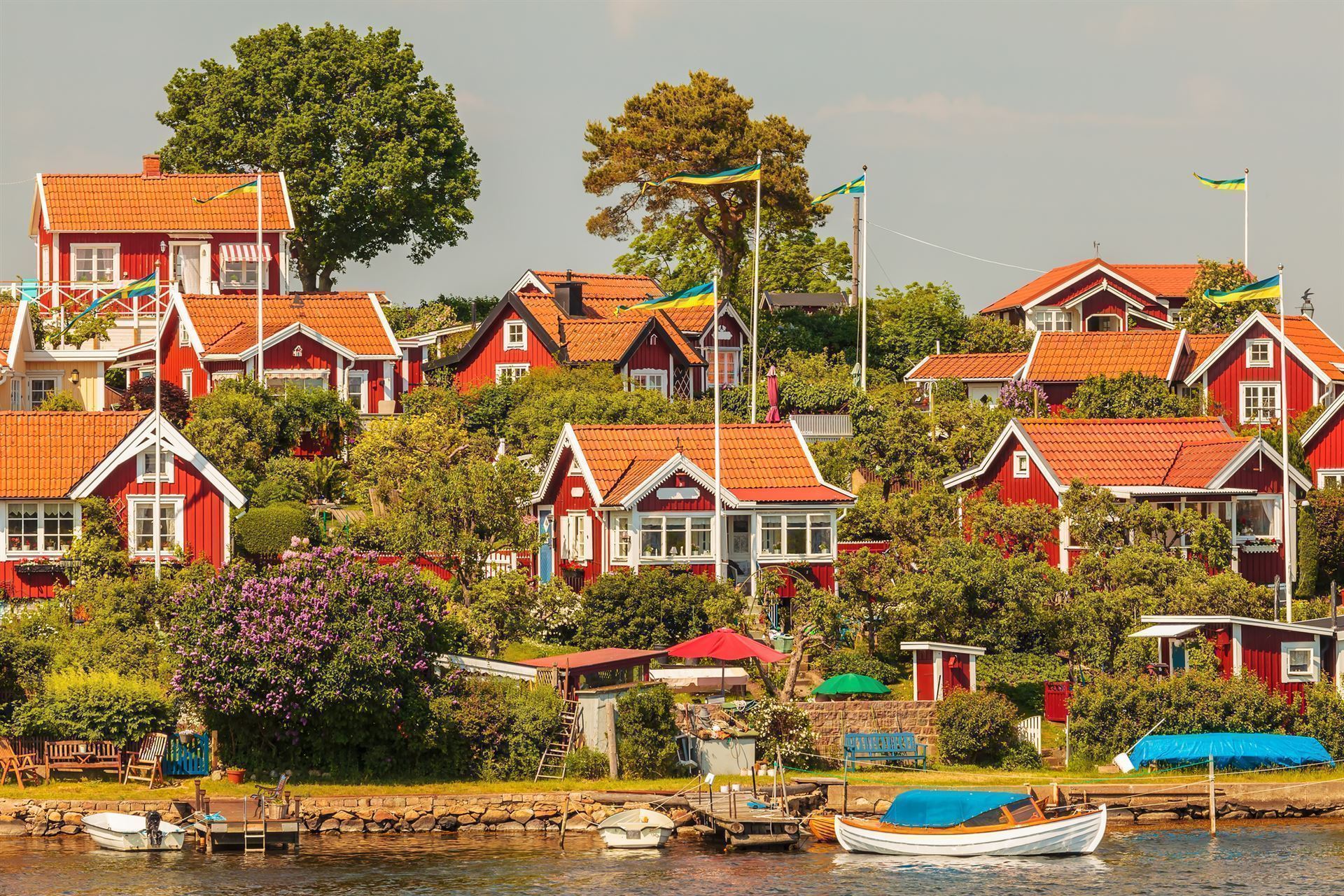 Typsiche rote Häuser in Karlskrona