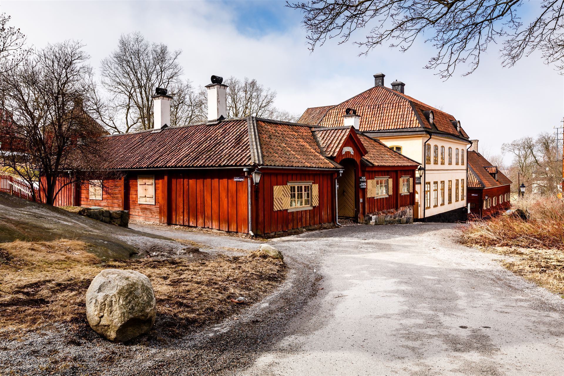 Traditionelle Schwedische Häuser im Skansen Park