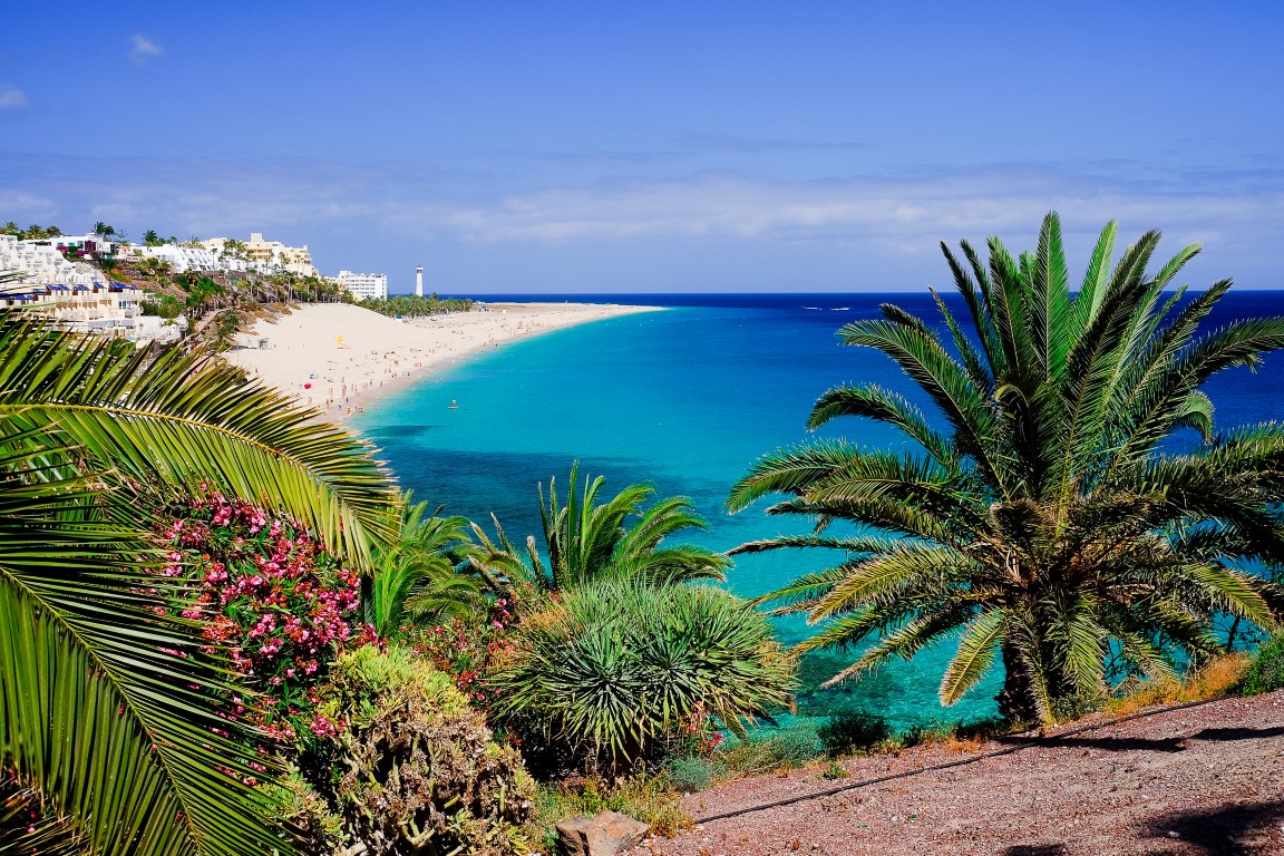 Der Strand Playa de Morro Jable. Fuerteventura