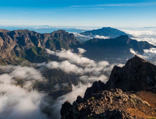 Landschaft im Vulkankrater Caldera de Taburiente Nationalpark,vom Gipfel des Roque de los Muchachos