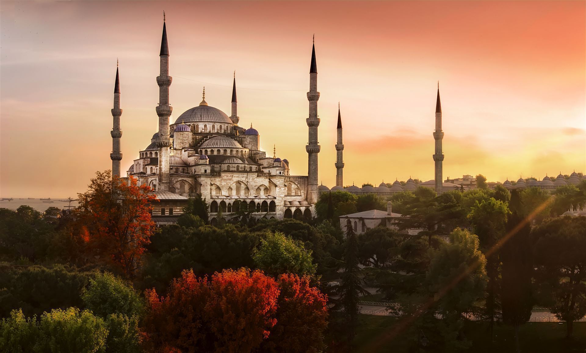 Blaue Moschee bei Sonnenuntergang