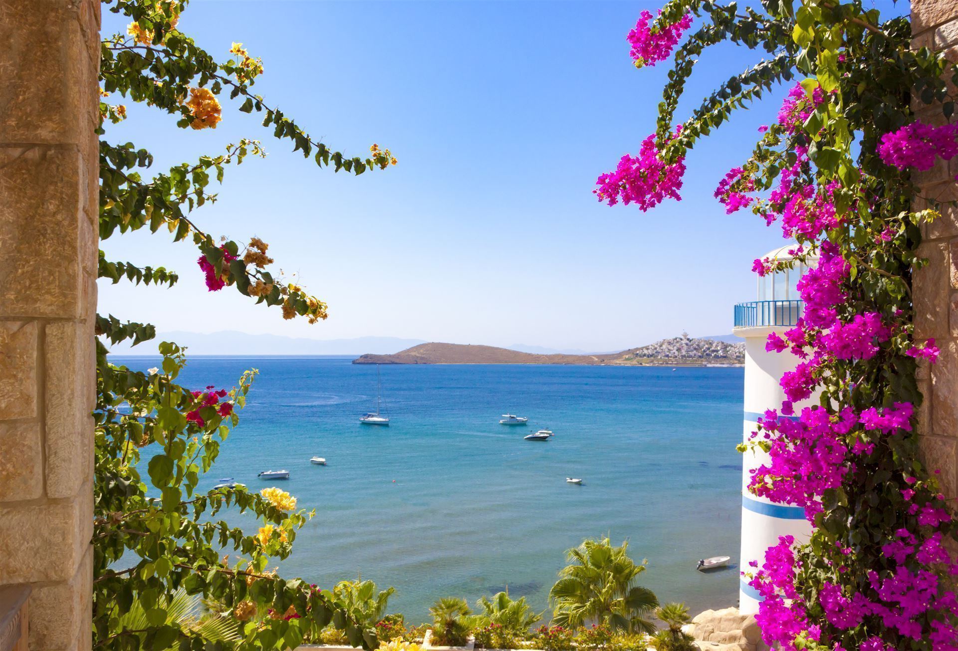 Blick auf Ortakent Beach, Bodrum, Türkei