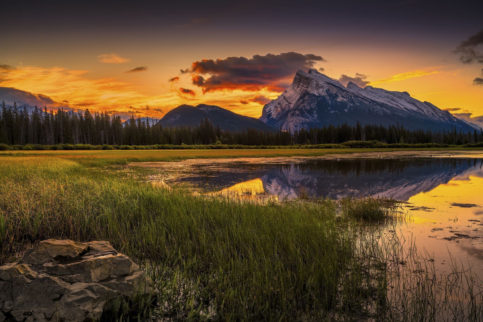 Vermillion Lakes Abendstimmung