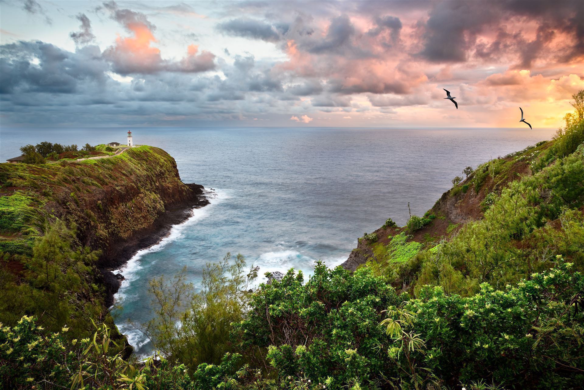 Sonnenuntergang am Kilauea Leuchtturm