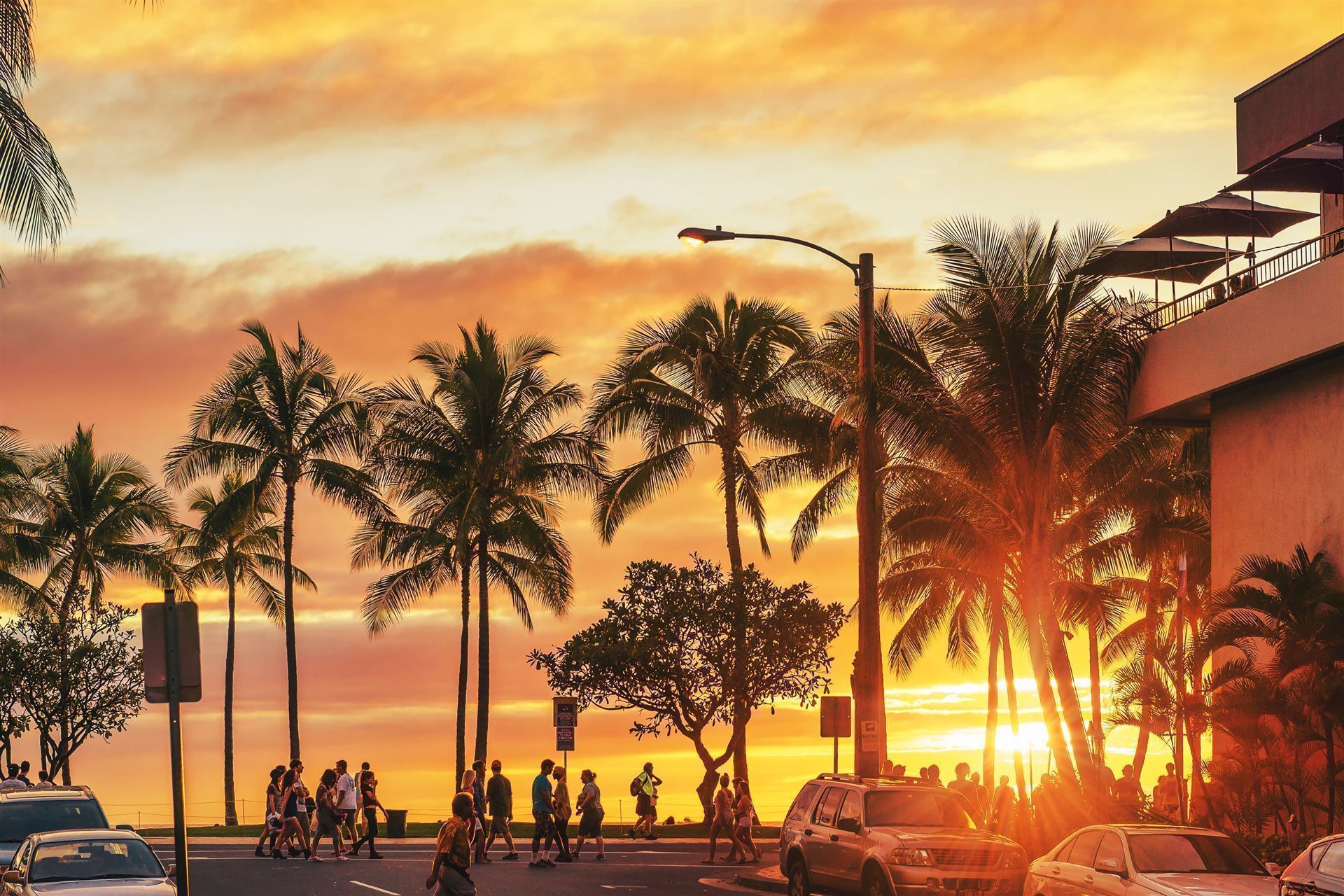Waikiki bei Sonnenuntergang