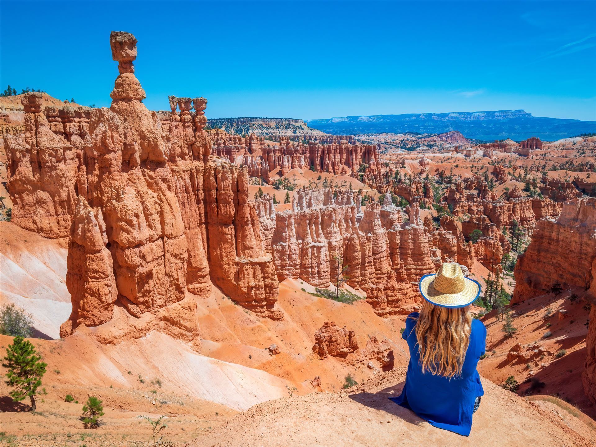 Frau blickt vom Bryce Canyon
