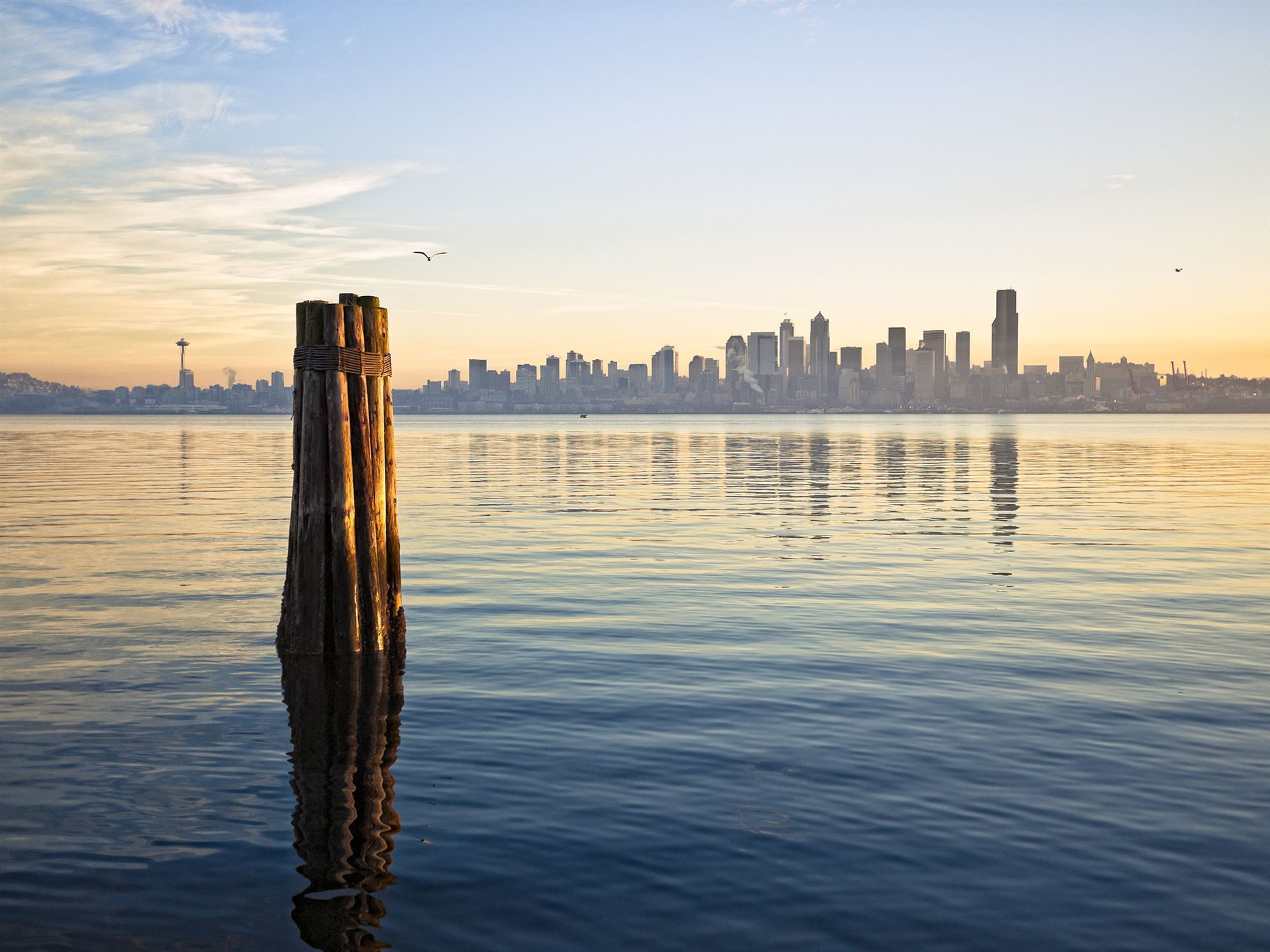 Blick auf Seattle von Puget Sound