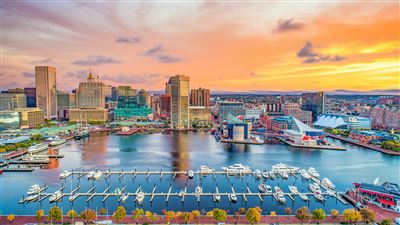 Blick auf den Hafen von Baltimore
