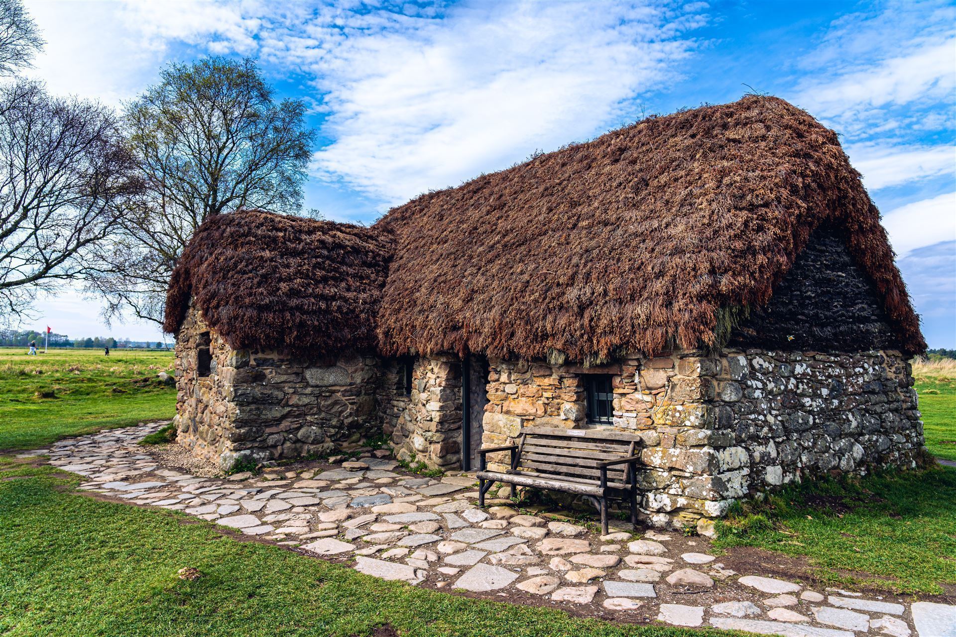 Leanach Cottage auf dem Culloden Schlachtfeld
