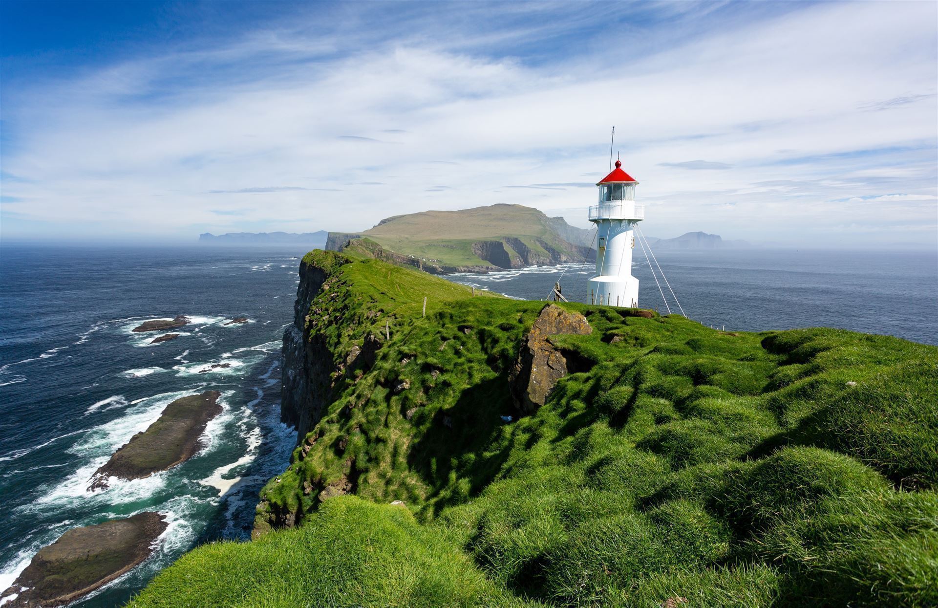 Leuchtturm der Insel Mykines