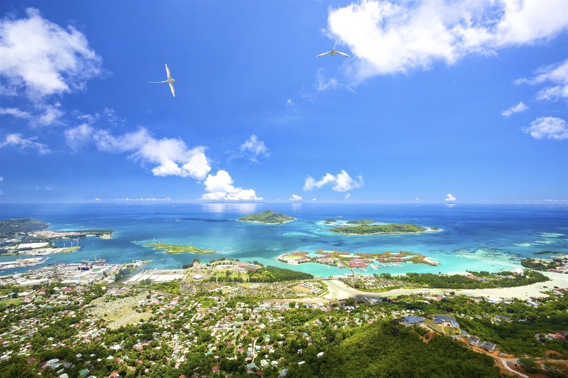 Seychellen Insel Mahé Blick auf Victoria