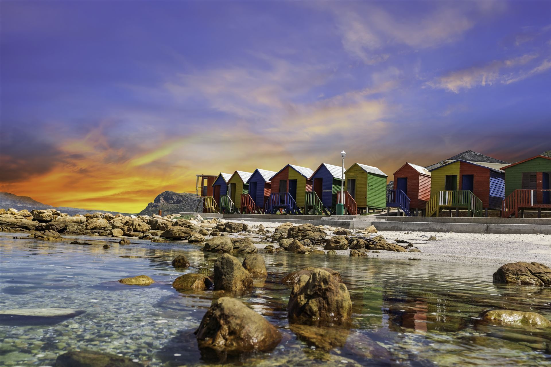 Strandhäuser in Muizenberg an der False Bay