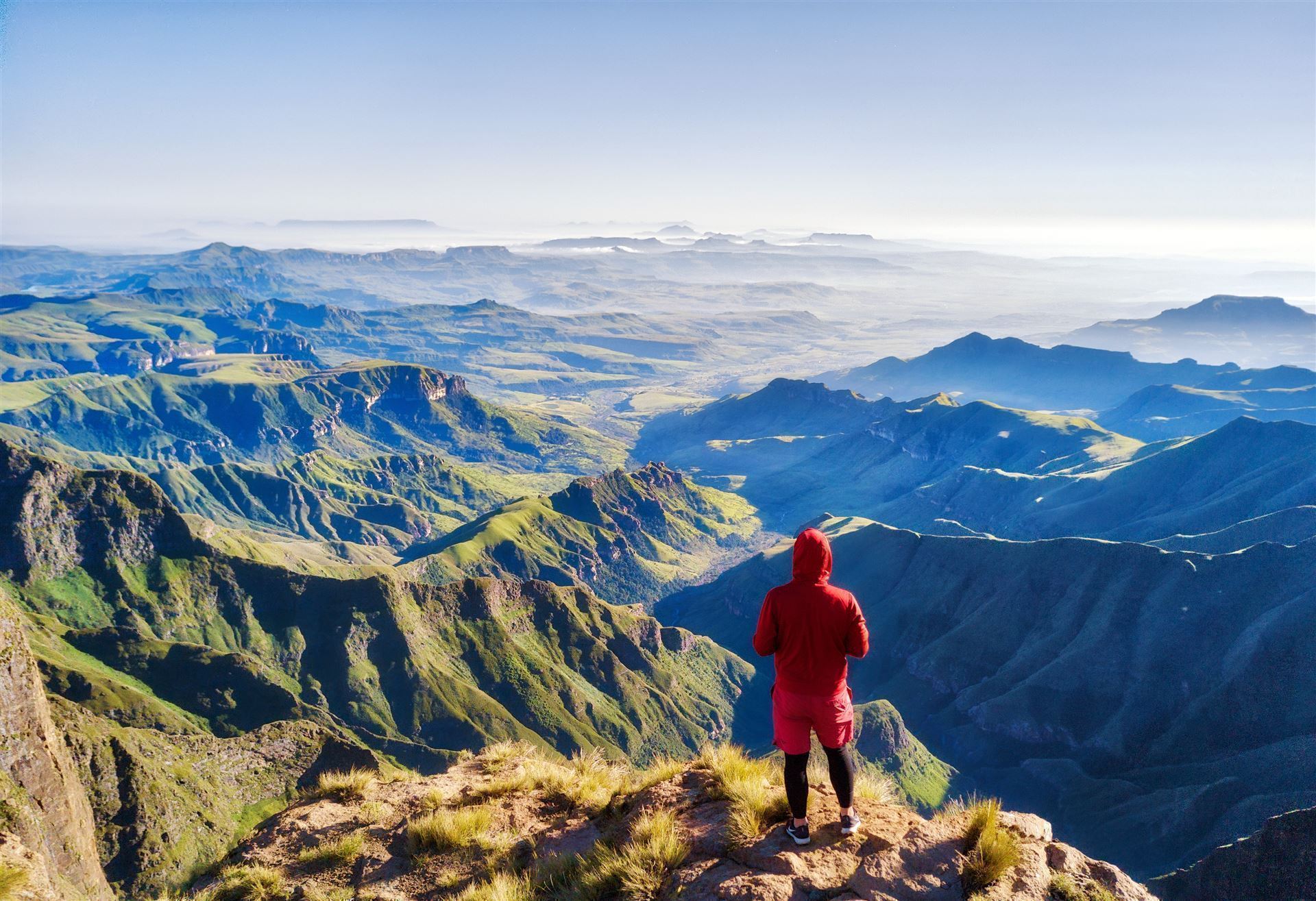 Blick auf das Amphitheater der Drakensberge