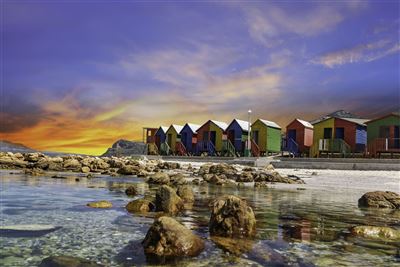 Strandhäuser in Muizenberg an der False Bay