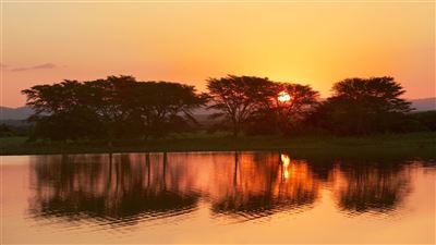 Sonnenuntergang in Mkuze