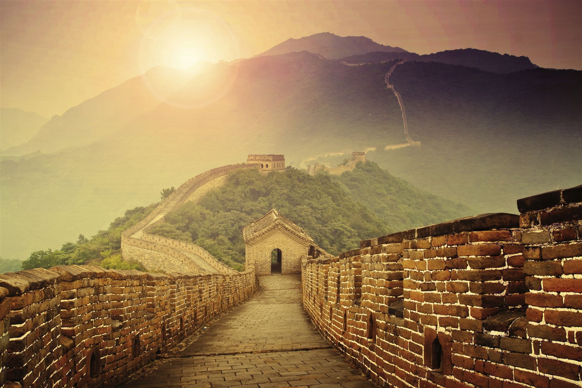 Große Mauer bei Sonnenuntergang