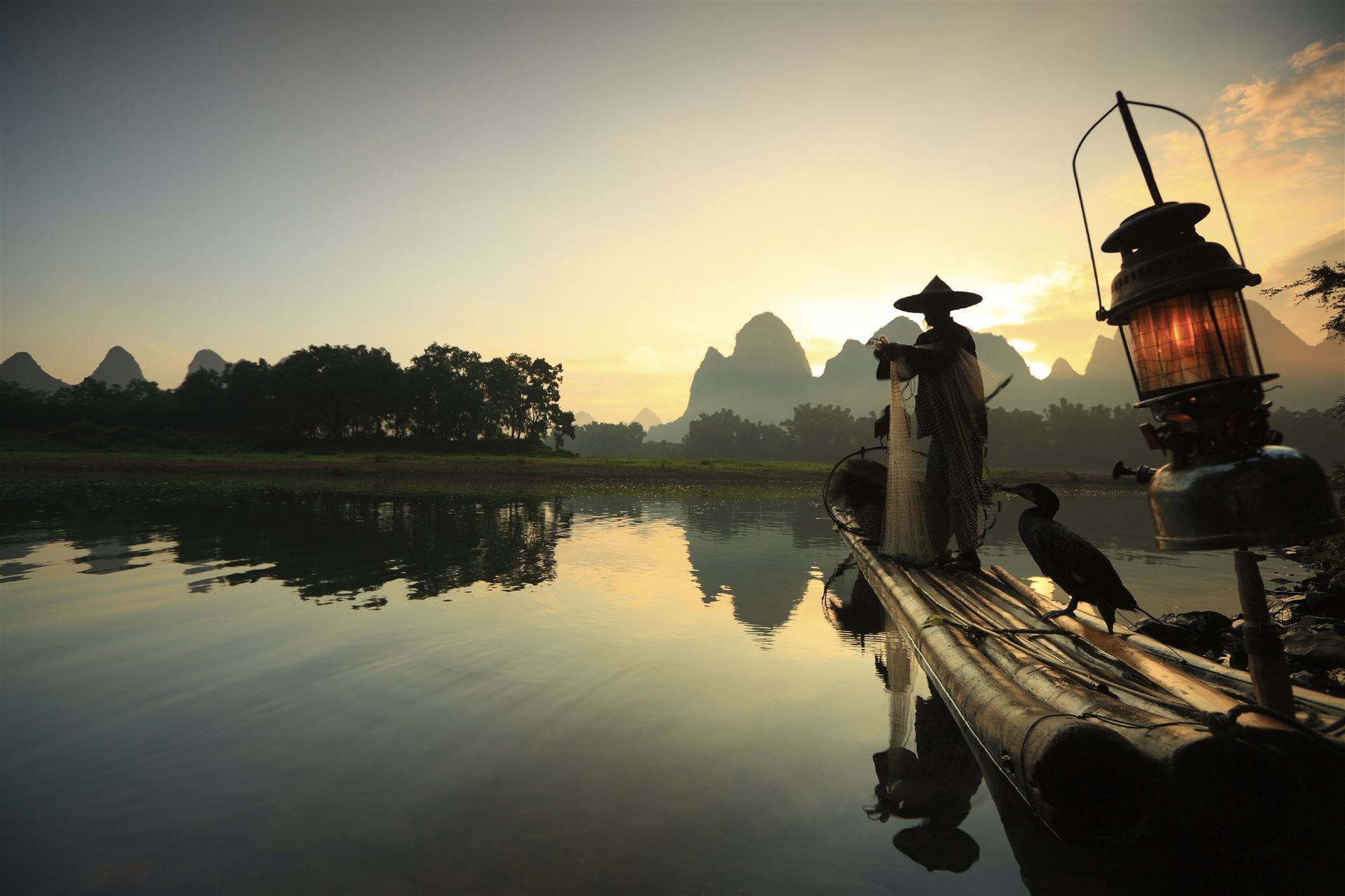 China_Guilin_Li_Fluss_Abenddämmerung