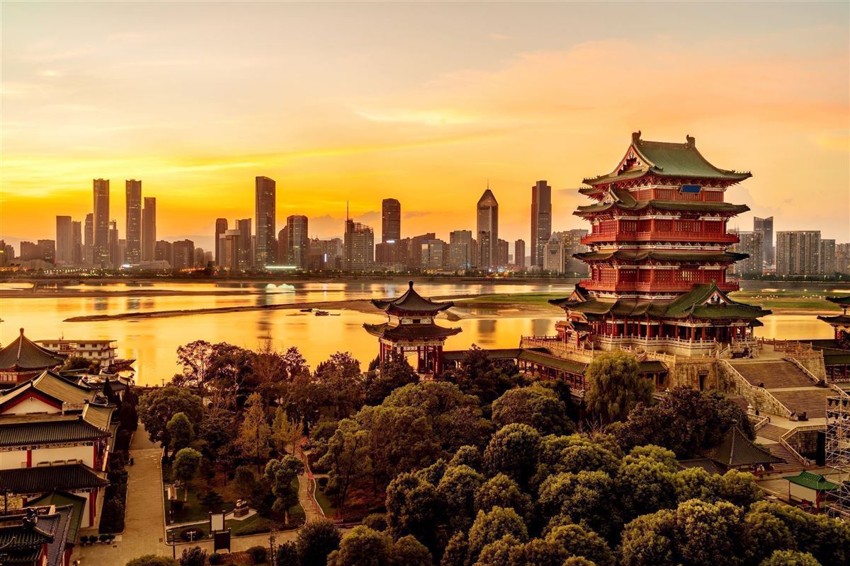 Klassische chinesische Architektur am Yangtze