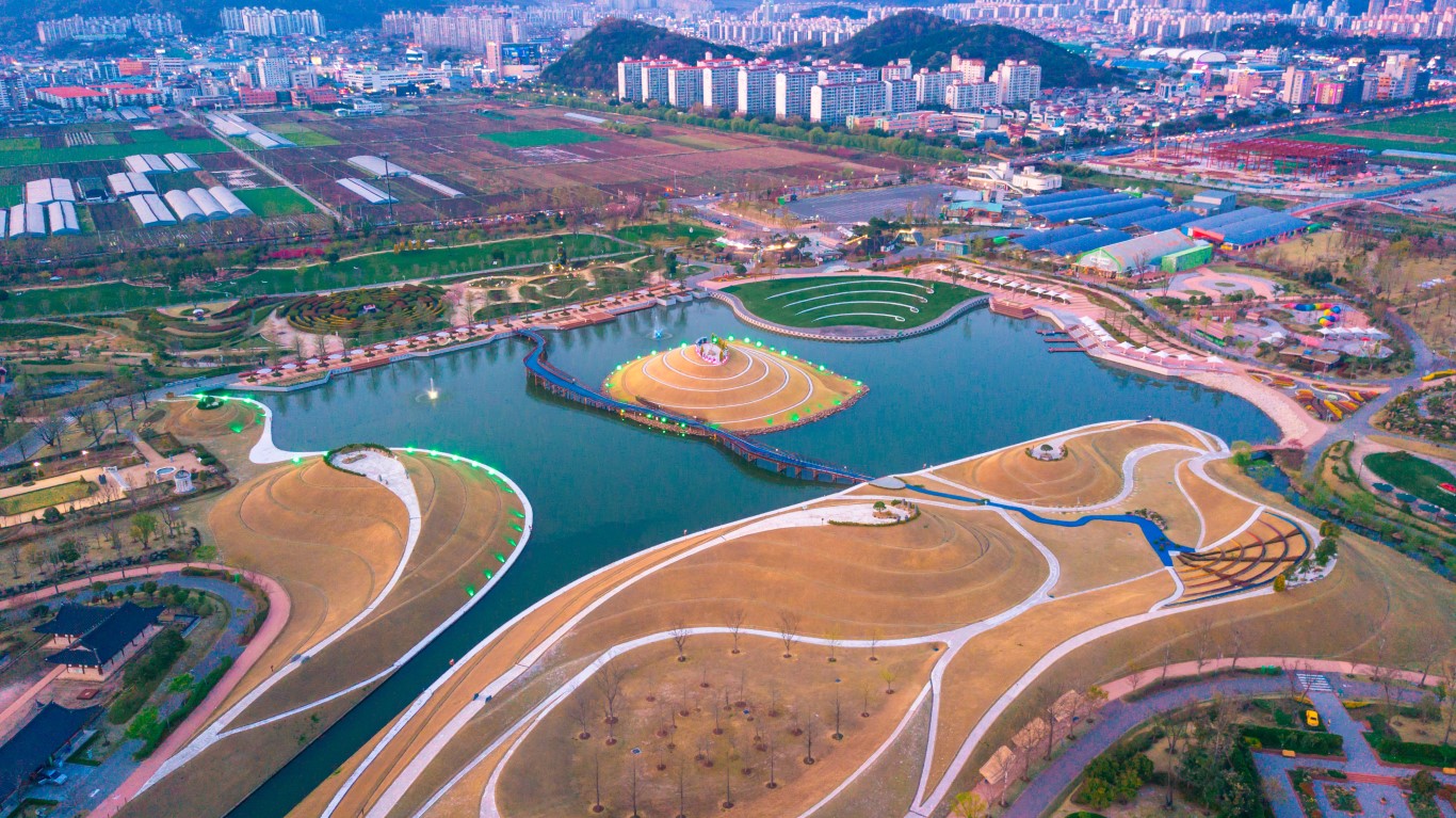 Luftaufnahme des Suncheonman Bay National Garden in der Stadt Suncheon