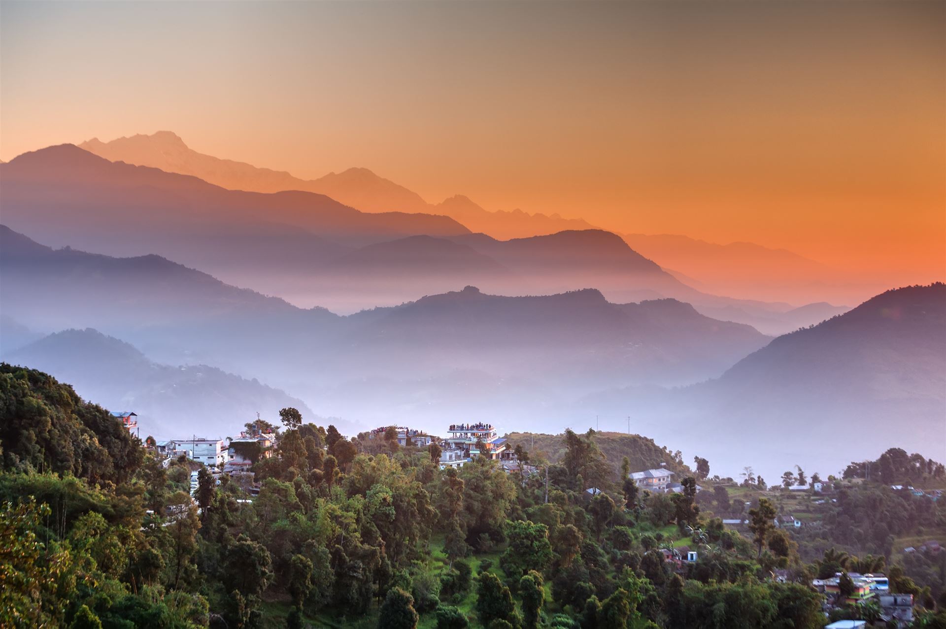 Sarangkot bei Sonnenuntergang