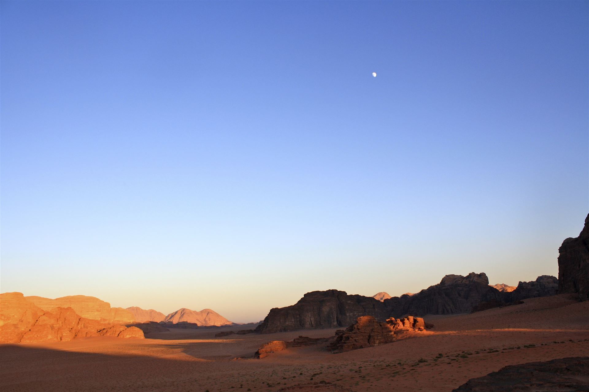 Jordanien Wadi Rum Mondaufgang