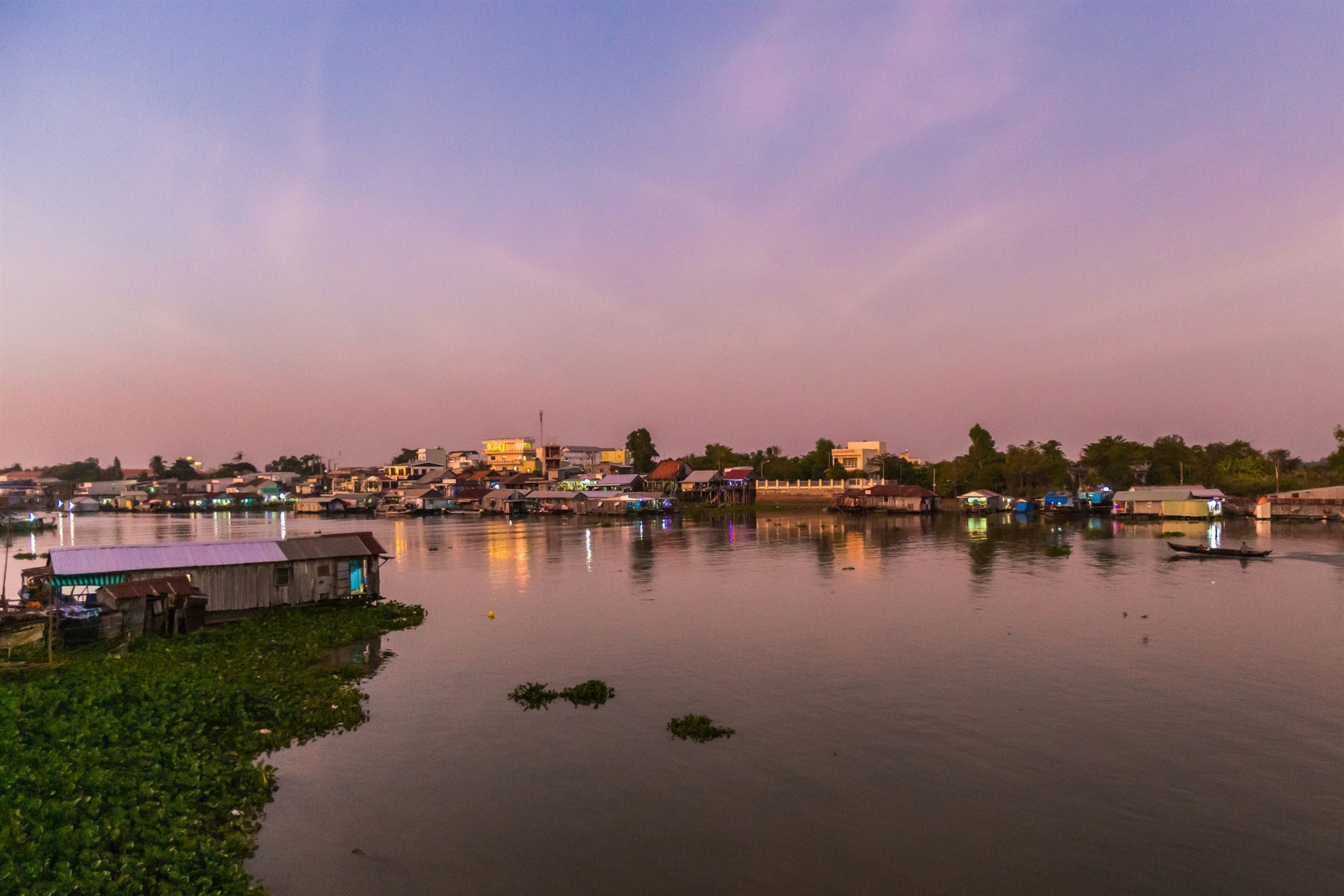 Mekong Delta bei Sonnenuntergang