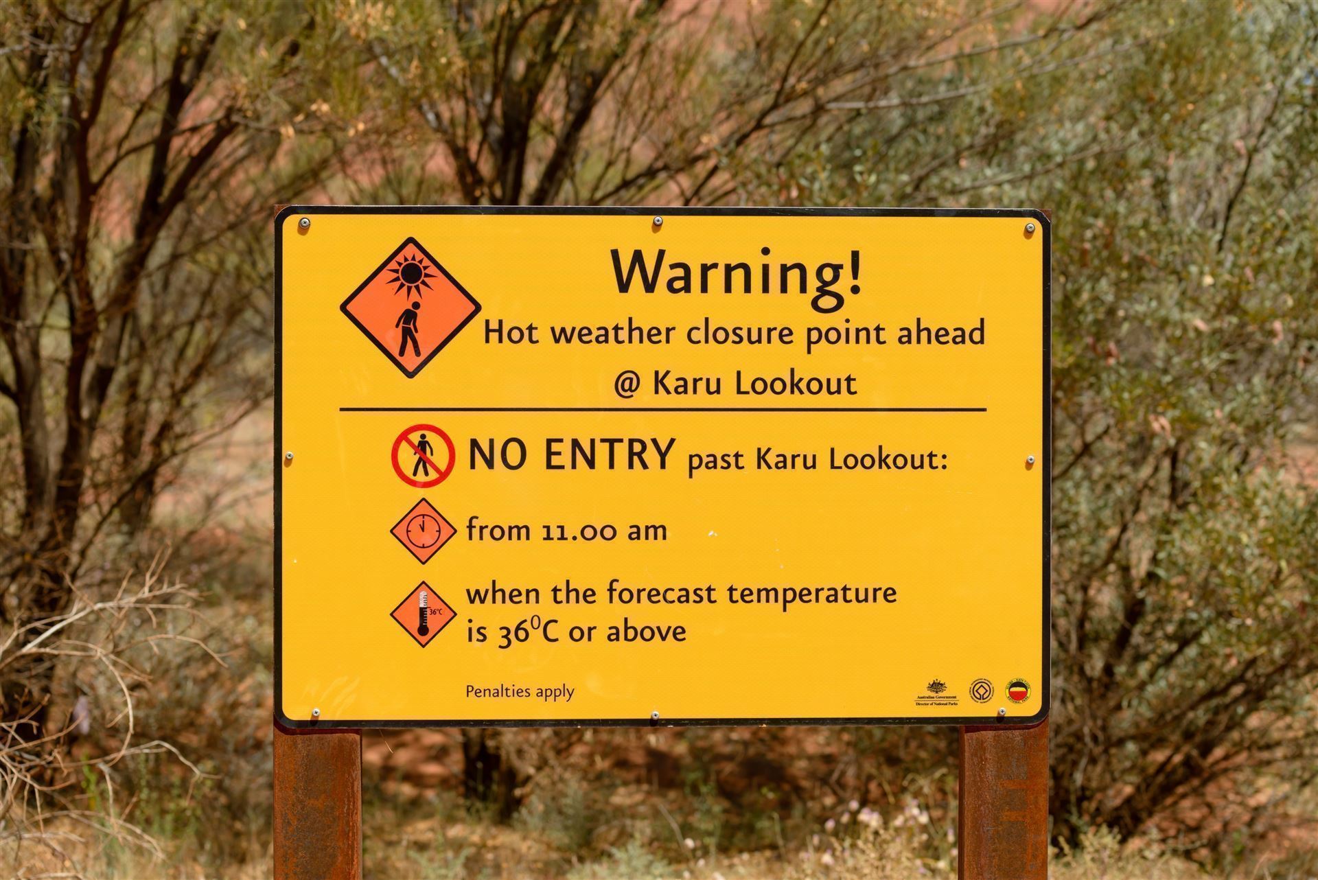 Vorsicht im Kata Tjuta Nationalpark