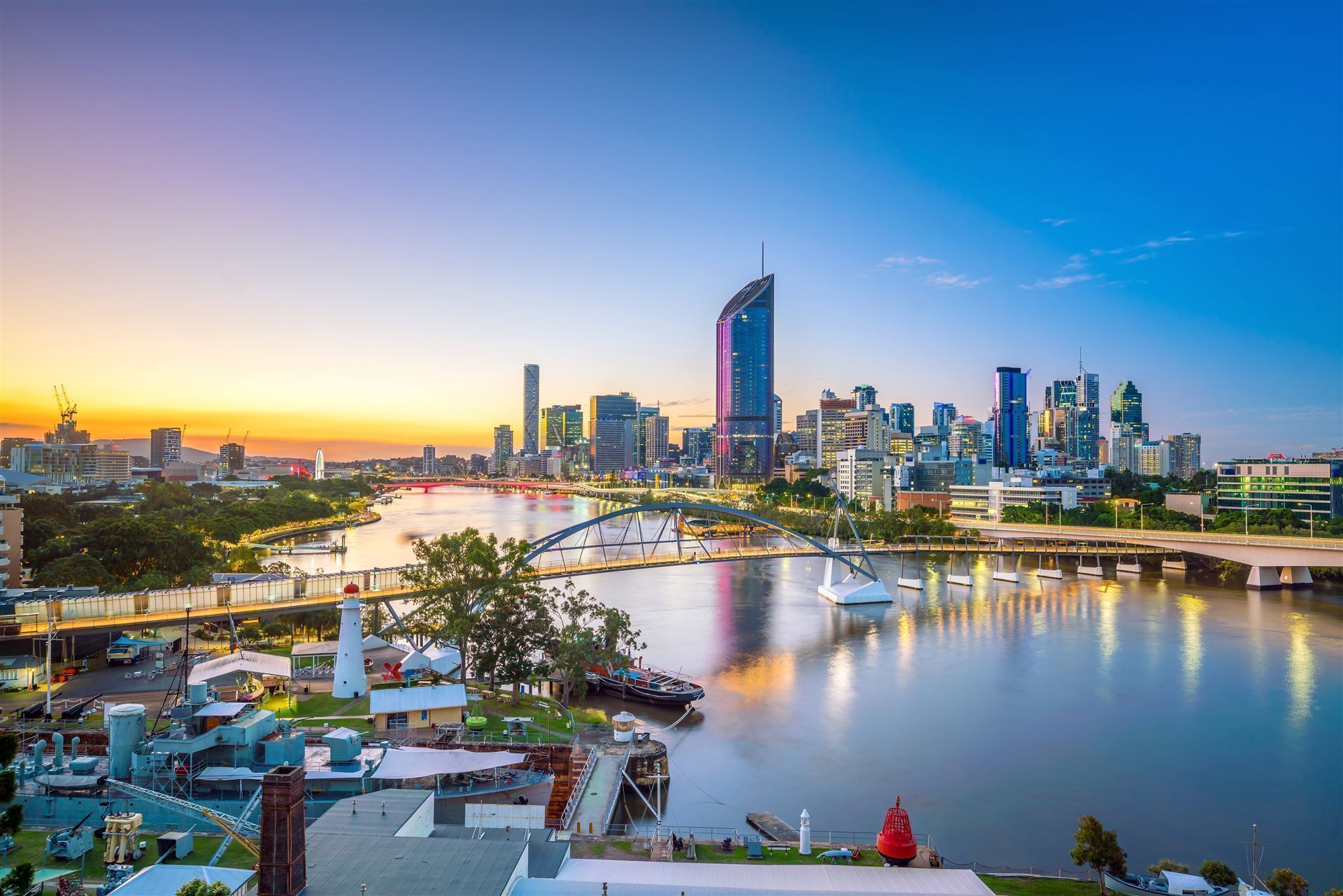 Skyline von Brisbane und Brisbane River, Australien