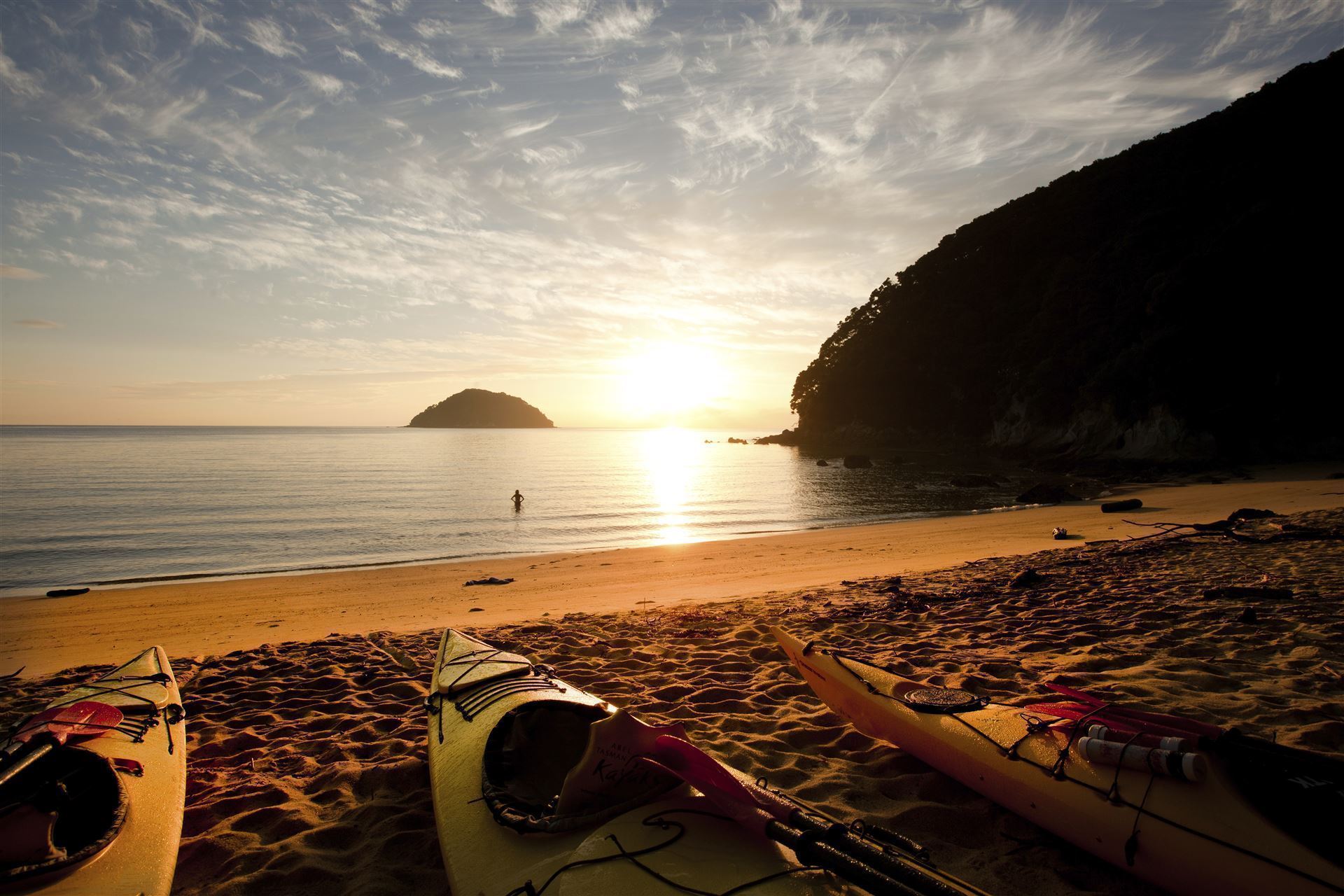 Abel Tasman Nationalpark bei Sonnenuntergang