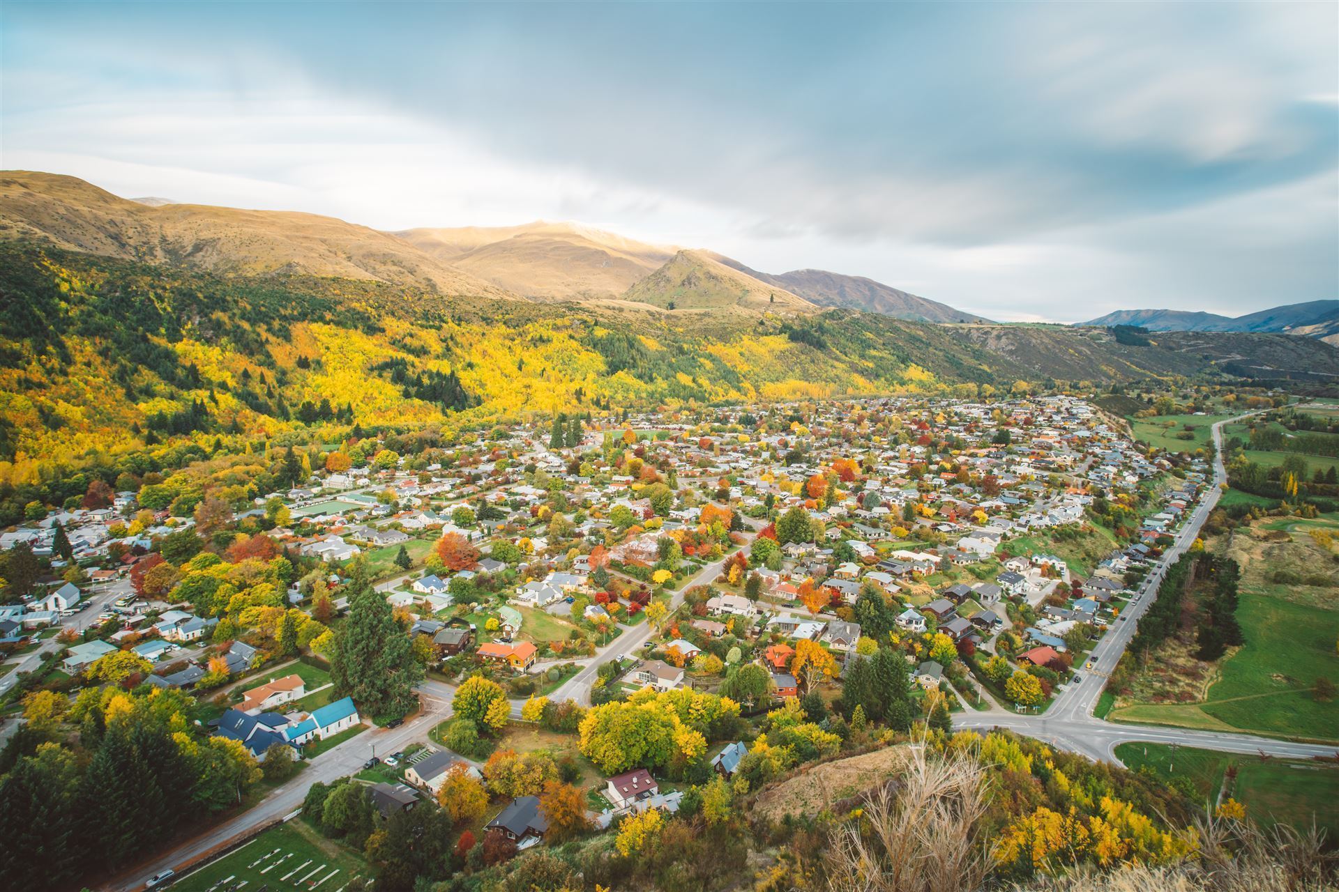 Blick von oben auf Arrowtown