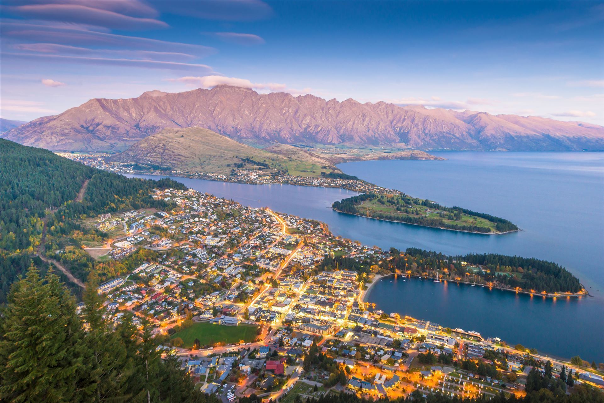 Stadtansicht von oben auf Christchurch