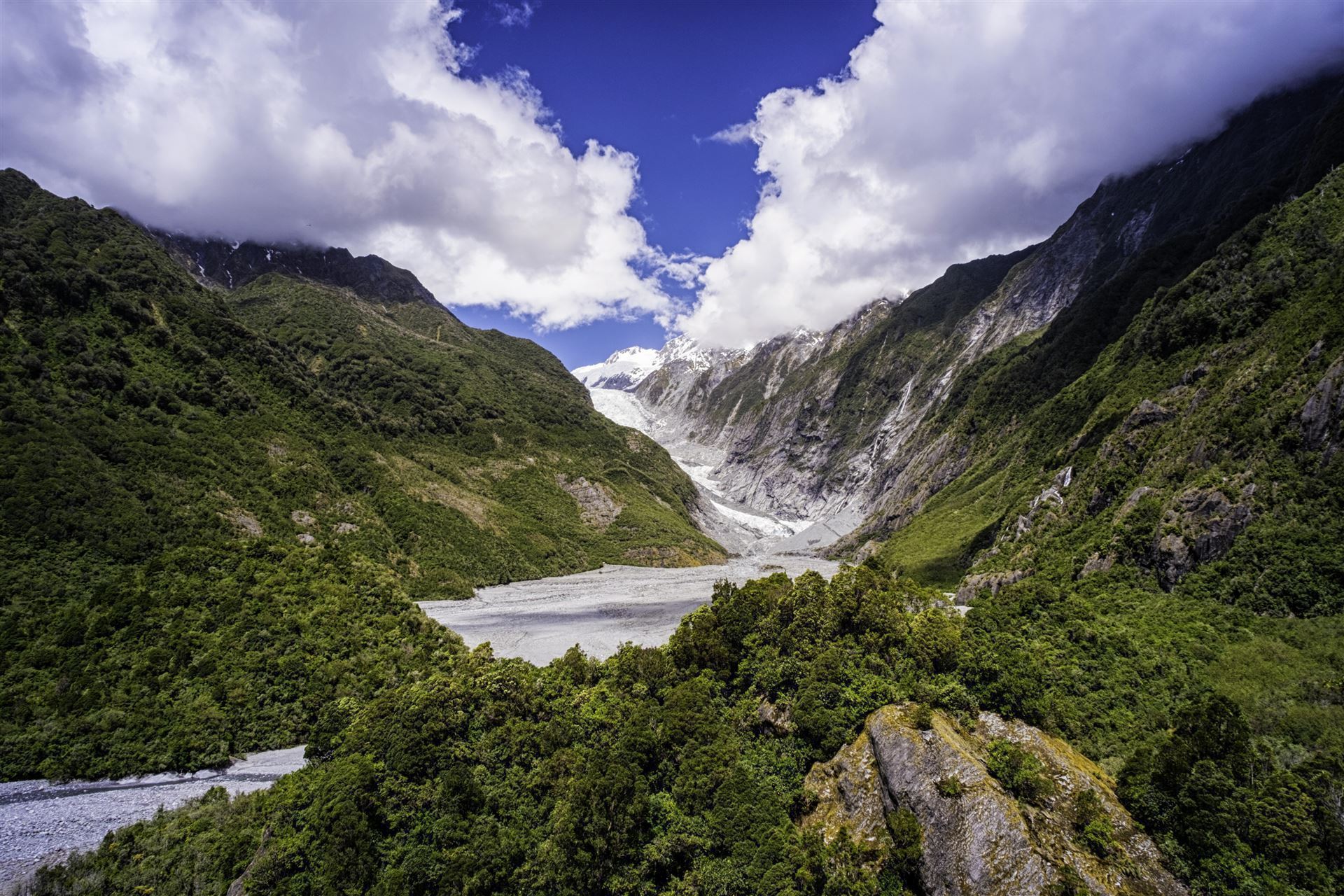 Schöner Blick auf den Franz Josef Gletscher