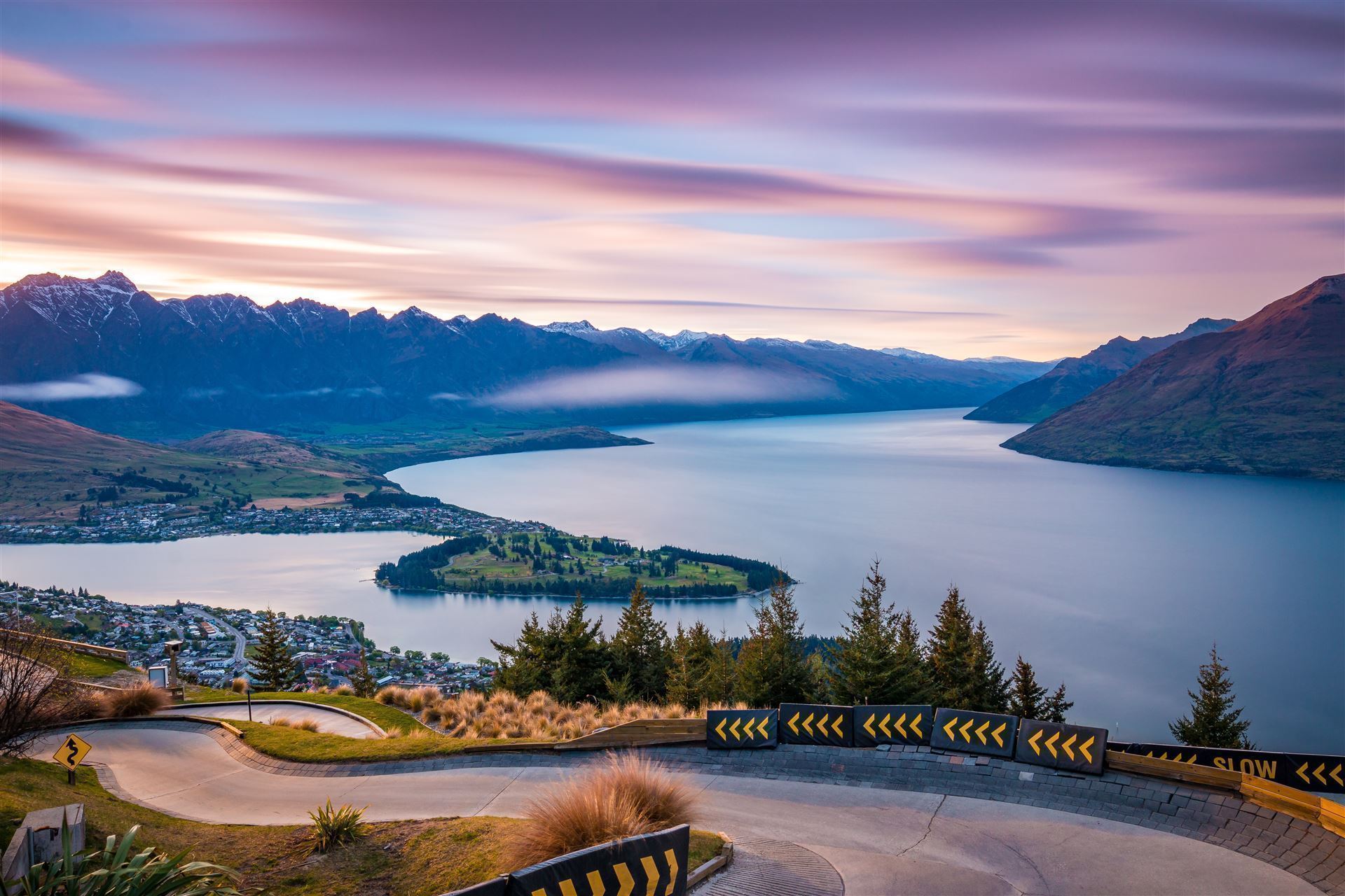 Queenstown bei Sonnenuntergang